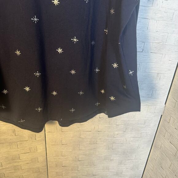 Lane Bryant women’s long sleeve T-shirt V-neck navy blue silver stars plus size - Picture 3 of 8